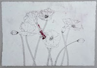 a drawing of a flower with blood on it