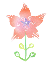 a pink flower with green leaves on a black background