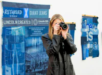 a woman is taking a picture