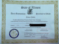 a state of illinois certificate with a red circle on it