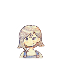 a girl in overalls with a black background
