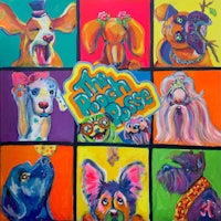 a painting of a group of dogs in different colors