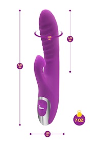 a purple sex toy with measurements