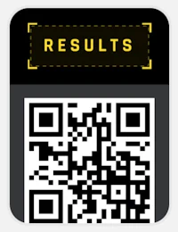 a qr code sticker with the word results