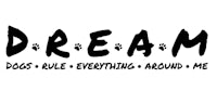 a black and white image of the words dream dogs rule everything around me