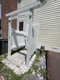 Freshly painted outdoor shower
