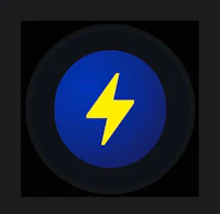 a blue lightning bolt icon on a black background