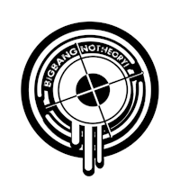a black and white logo with the words'bang bang theory'