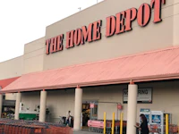 a home depot store with a sign on it