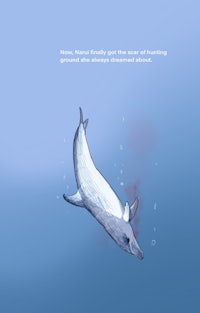 an illustration of a dolphin swimming in the water