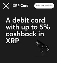 a debit card with the text xxrp a debit card with up to 5 % cashback in xxrp