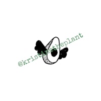 a black and white image of an avocado with wings