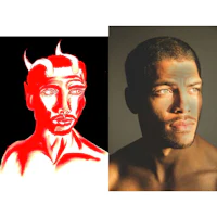 an image of a man with horns and a red devil