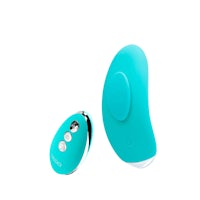 a blue remote and a blue remote next to each other