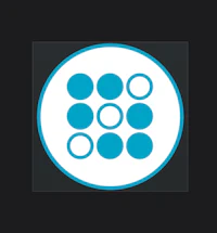 a blue circle with white circles in it