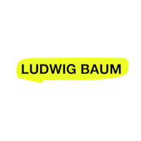 ludwig baum logo on a black background