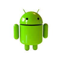 a green android on a black background