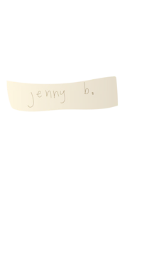 the name jenny b is written in gold on a black background