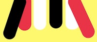 a yellow background with black, red, and white stripes
