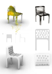 a series of different chairs with different shapes and colors