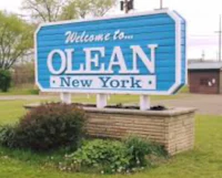 a welcome sign for olean, new york
