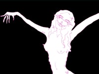 a drawing of a woman with her arms outstretched