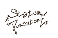 a black background with the word status written on it