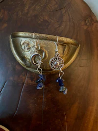 moon and star dangle earrings
