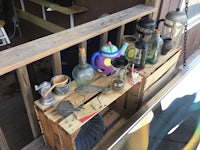 a wooden railing on a deck