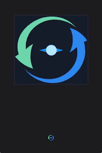 a blue and green circle with an arrow in the middle