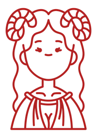 a girl with horns on her head