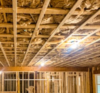 a room with a ceiling that is being remodeled