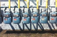a painting of a group of blue and yellow meters
