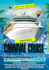 carnival cruise flyer with a ship in the water