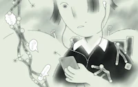 an illustration of a person with headphones and a cell phone