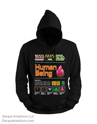a black hoodie with the words human being on it