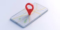 a red pin on a smartphone with a map on it