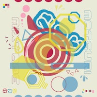 a colorful background with various shapes and colors