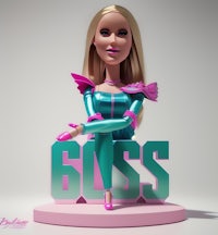 a barbie doll with the word boss on it