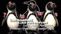 three penguins with the words video development radio distribution