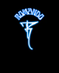 a blue neon sign with the word rimando on it