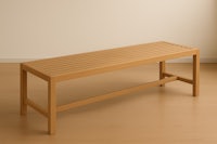 an image of a wooden bench in a room