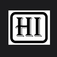a black and white logo with the word hi