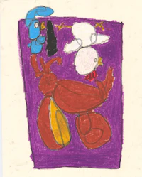 a drawing of a cat and a dog on a purple background