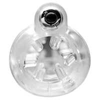 a close up of a clear plastic syringe