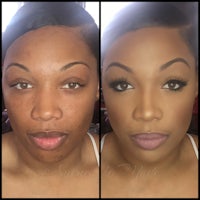 before and after pictures of a woman's makeup