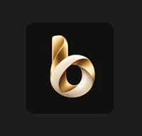 a gold letter b logo on a black background