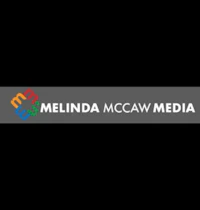 mellinda mcw media logo on a black background