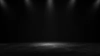 a black stage with spotlights on it