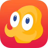 a yellow octopus with big eyes and a mustache